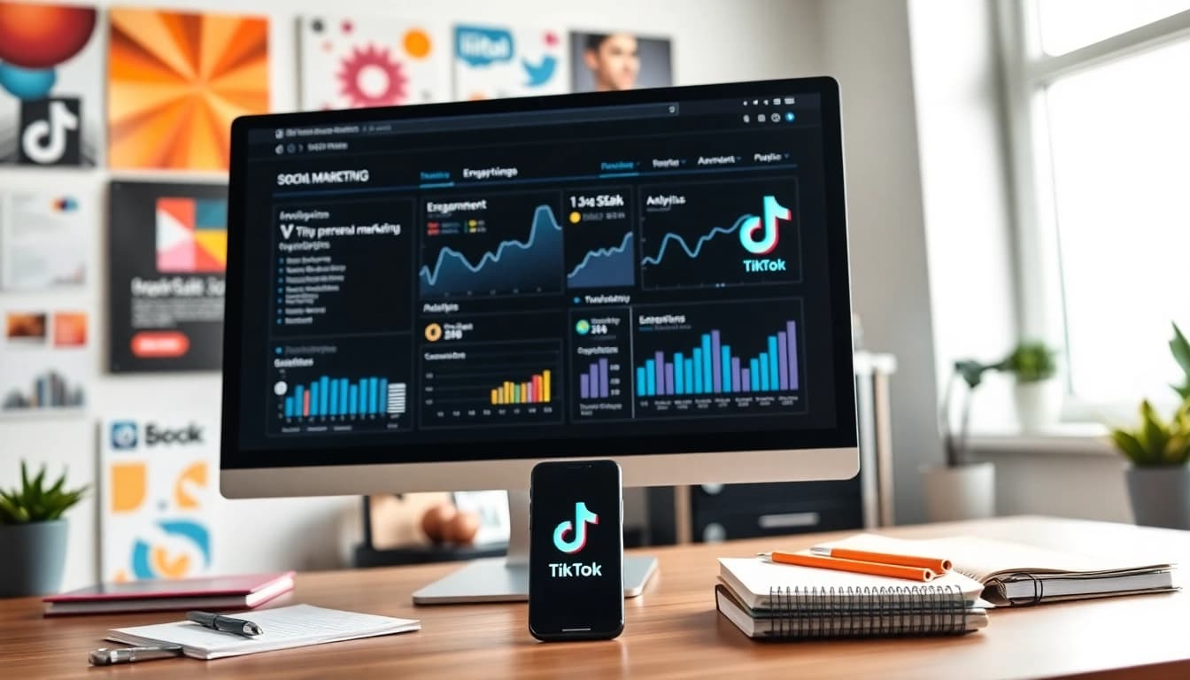 tiktok いいね 購入を推進するソーシャルメディアマーケティングのワークスペースを示す