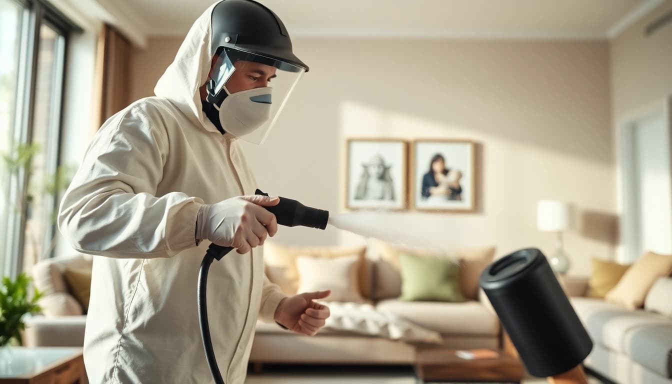 Effective bed bug removal process demonstrated by a professional pest control expert.