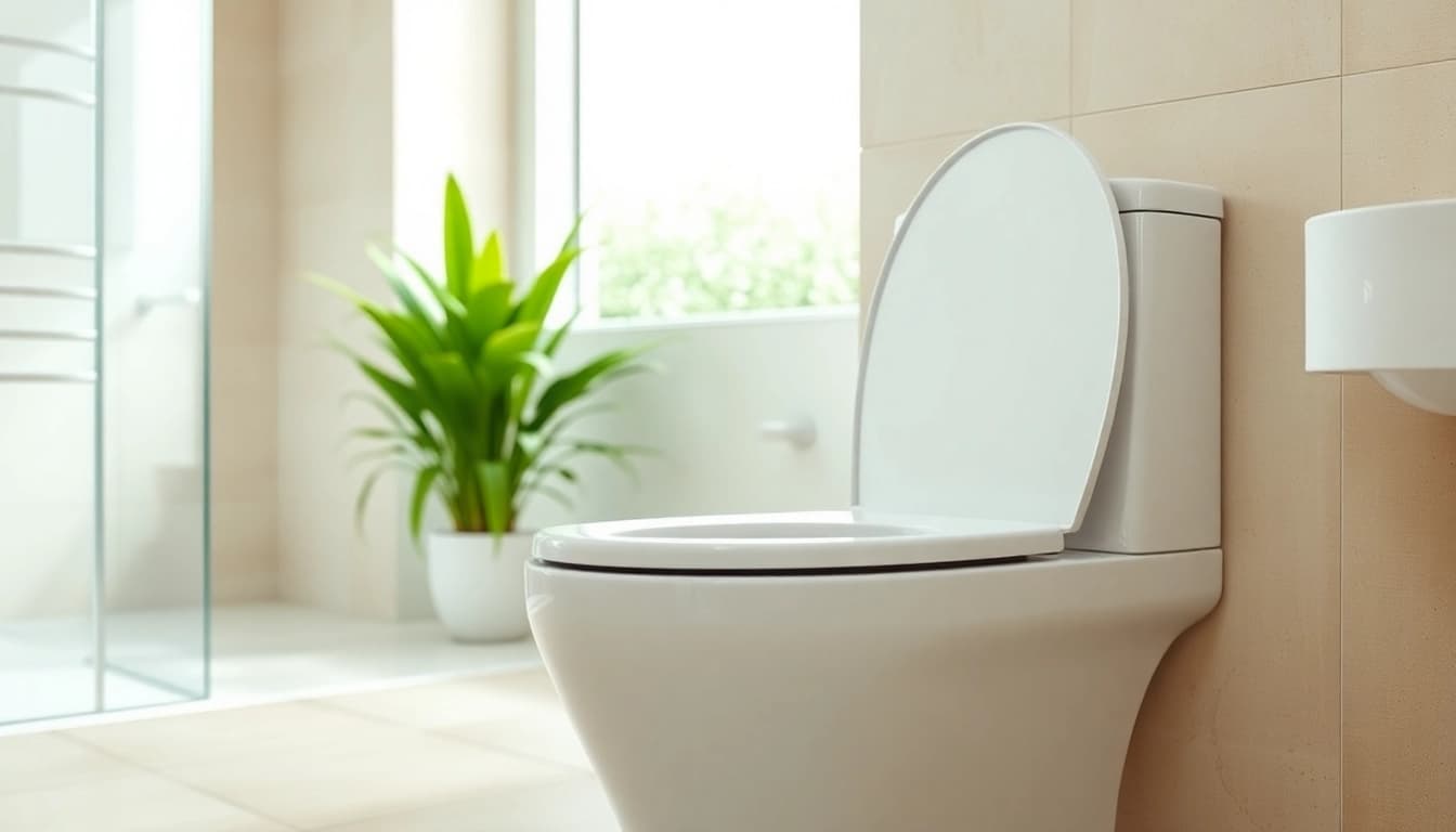 Copri wc moderno in un bagno elegante con dettagli raffinati e un design minimalista.