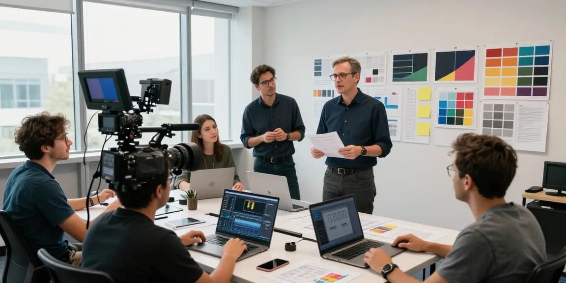 Corporate Videography Services in Singapore team collaborating in a modern studio.