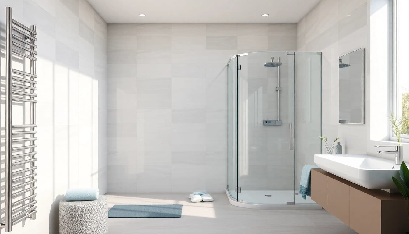 Entdecken Sie sonni sanitär Produkte in einem modernen Badezimmer mit stilvollen Duschkabinen.