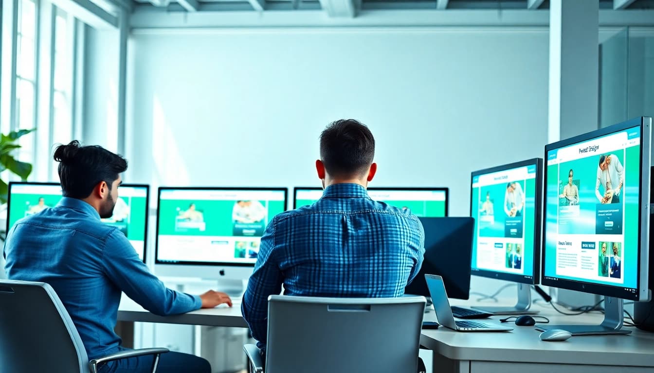 Webdesign Braunschweig erstellen eine professionelle Website in einem modernen Büroumfeld.