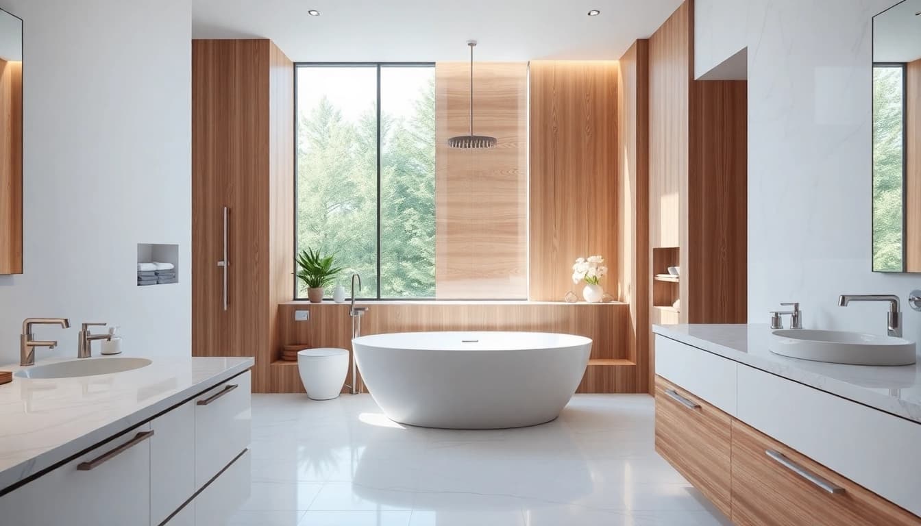 Stunning bathroom renovation cost illustrated with a freestanding bathtub and natural lighting.
