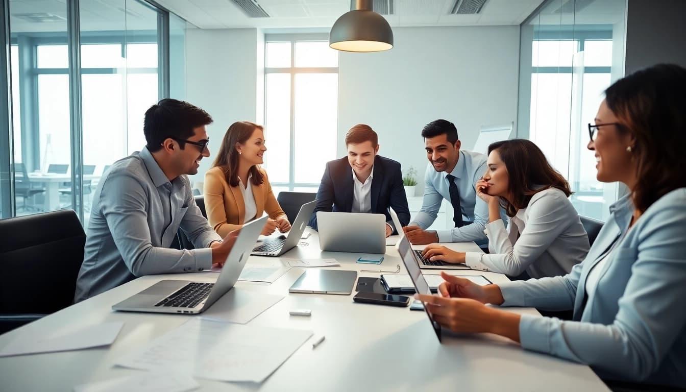 Enhance your brand with Good Wolf Marketing strategies in a vibrant team collaboration setting.
