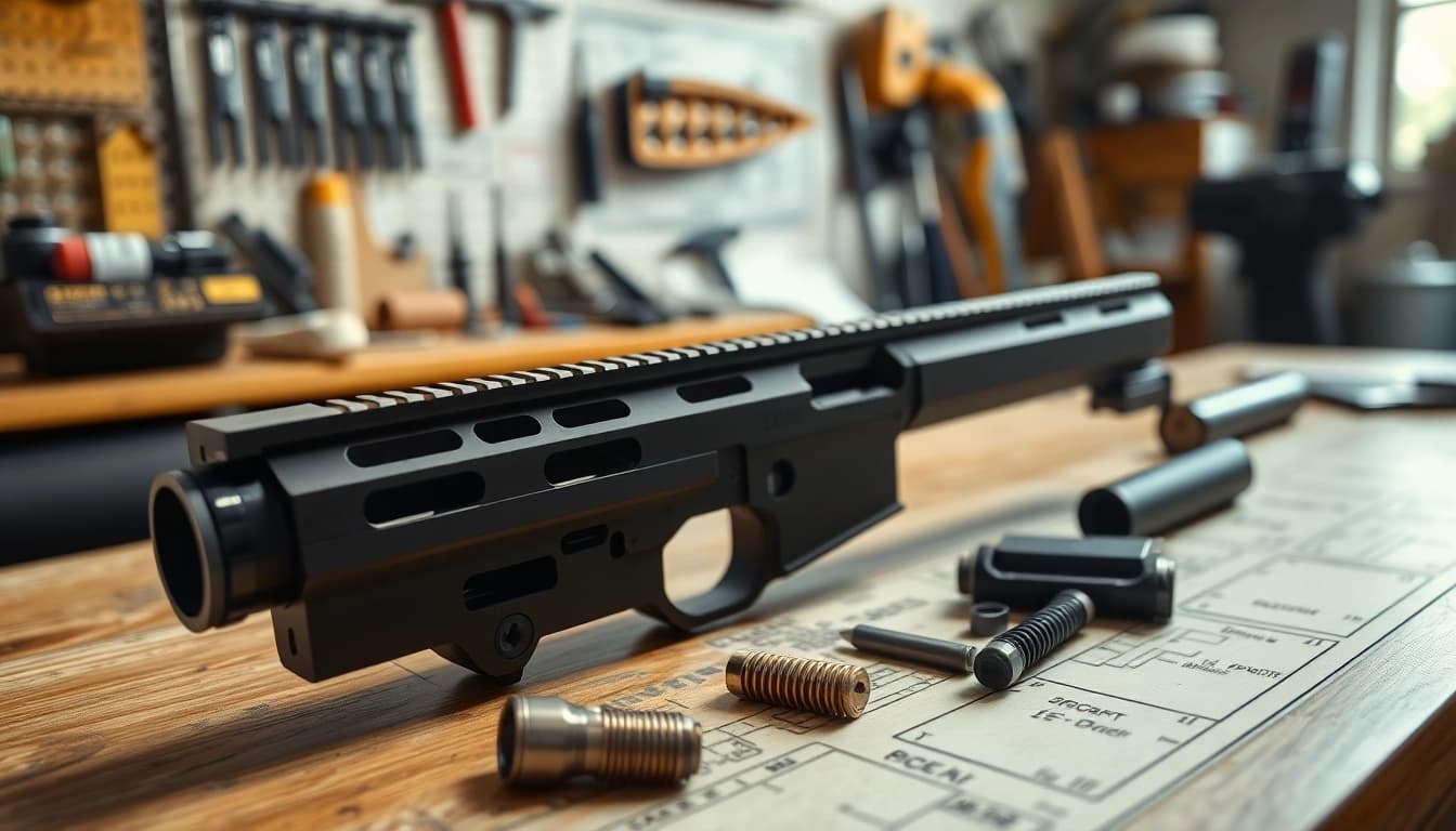 Examine the pf940sc slide kit with detailed components on a professional workshop bench.