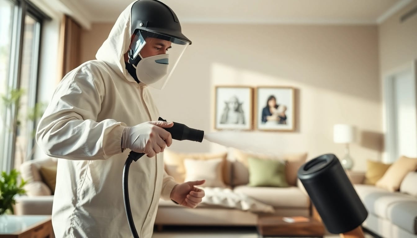 Effective bed bug removal process demonstrated by a professional pest control expert.