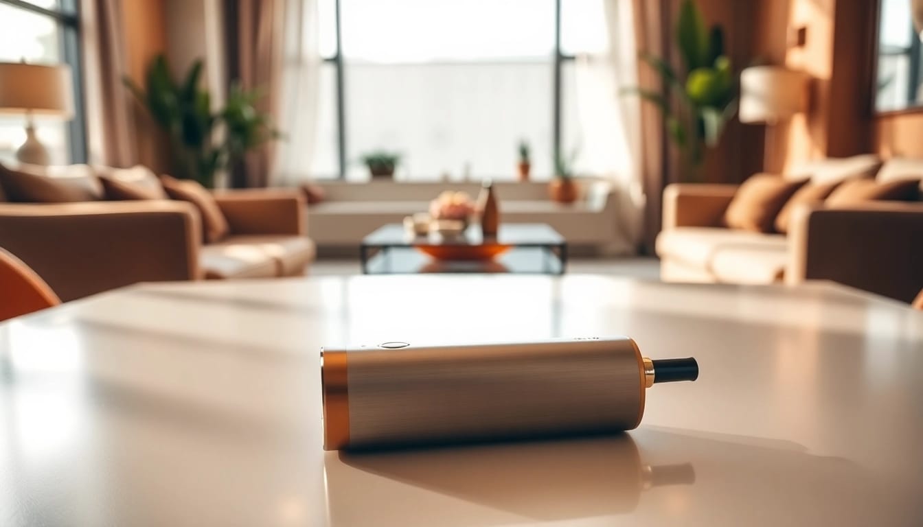 Showcasing the elegant air bar vape amidst a contemporary lounge setting.
