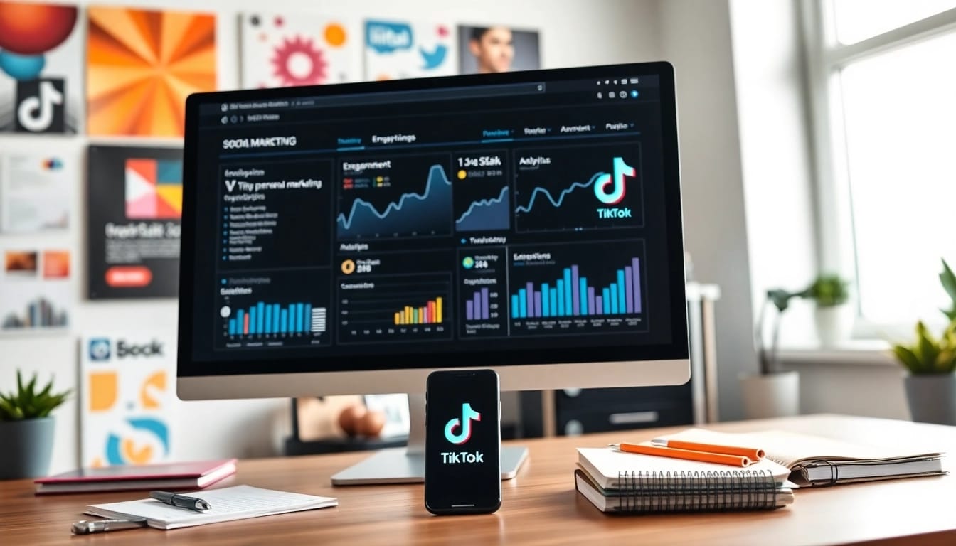 tiktok いいね 購入を推進するソーシャルメディアマーケティングのワークスペースを示す
