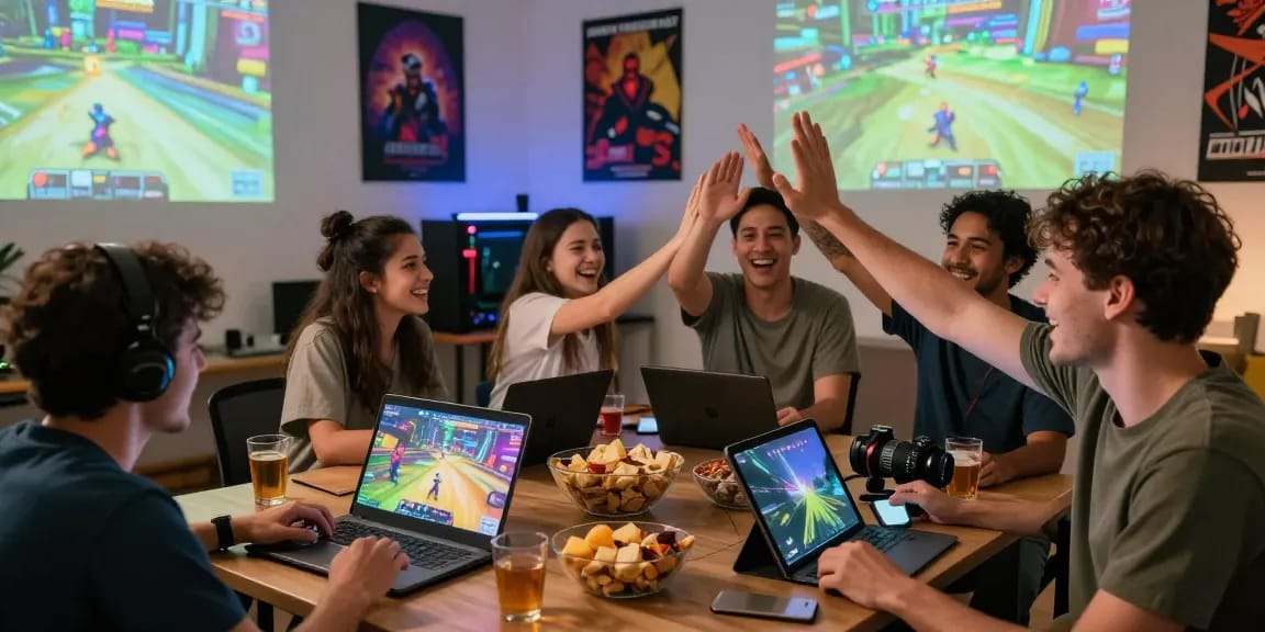 Play fun xxx games online with friends on multiple devices in a cozy living room.