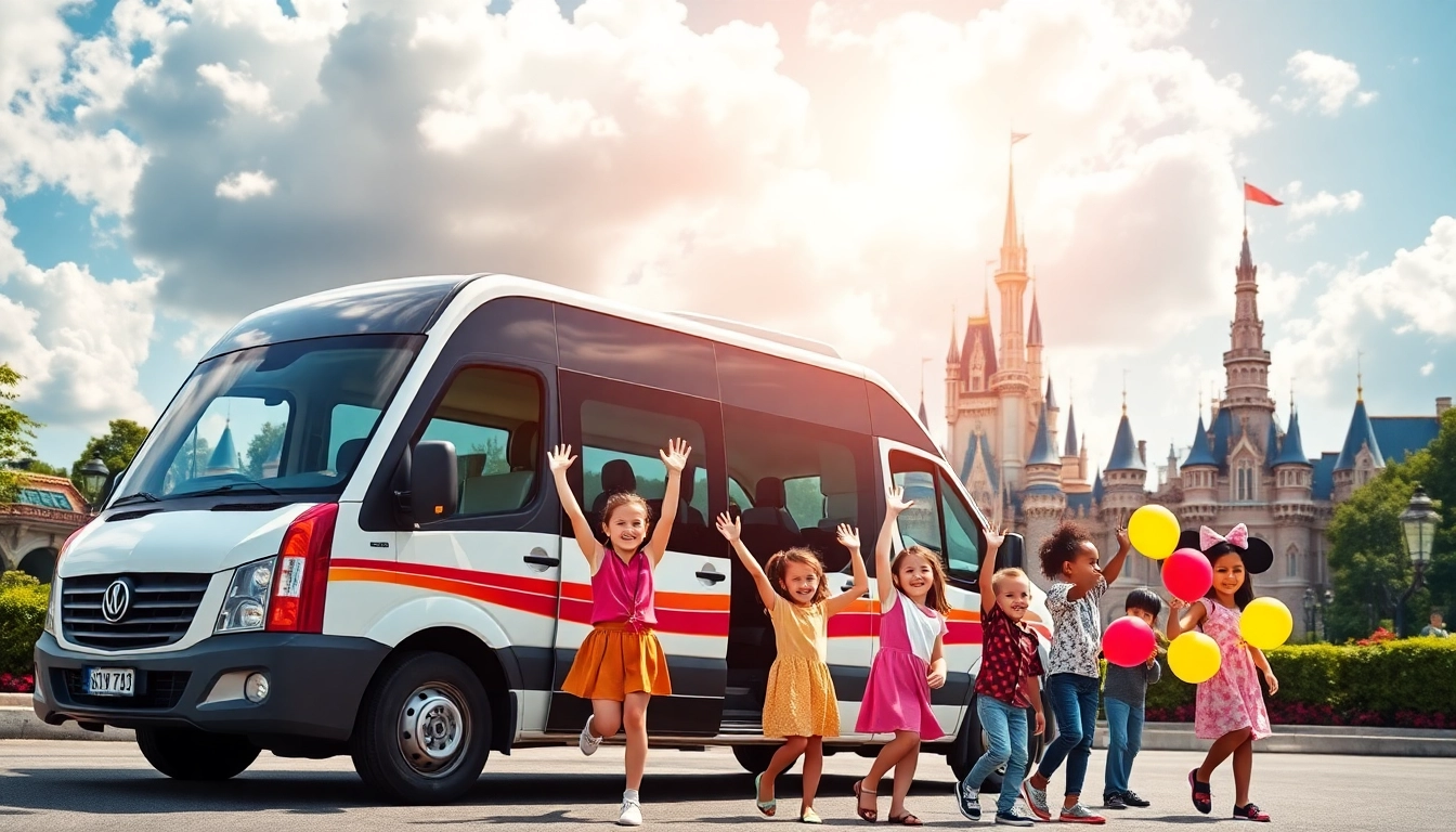 Experience Disneyland Paris airport transfer services with cheerful families enjoying vibrant travel moments.