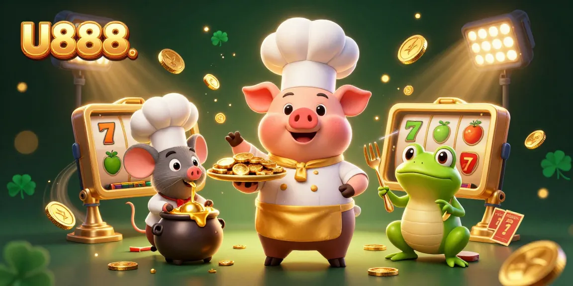 Witness U888. transform luck into gold with a gourmet display of coins and charming characters!