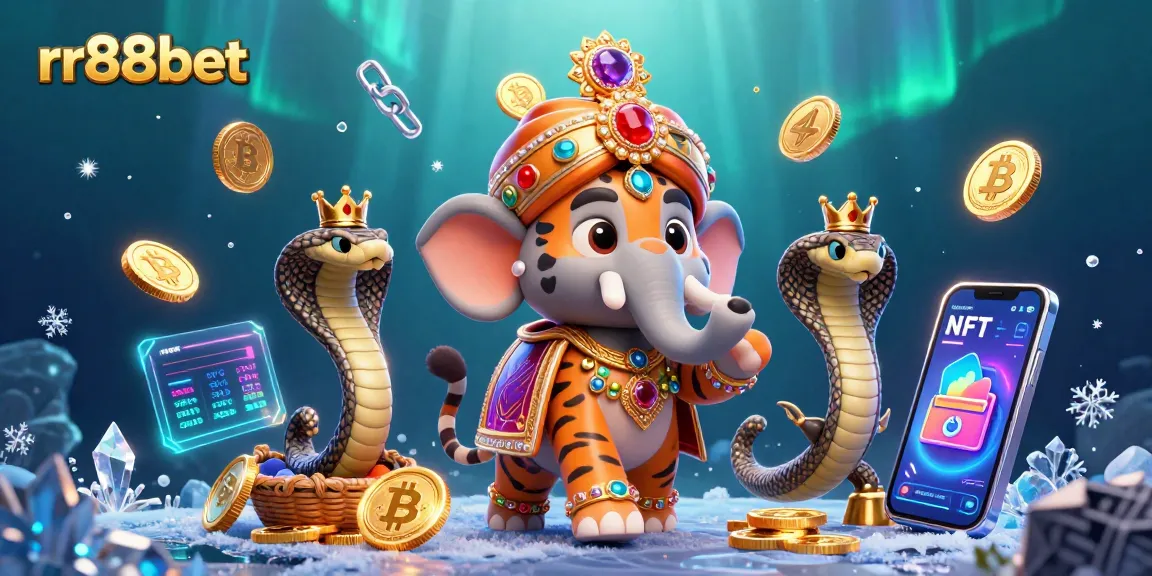 Experience the excitement of rr88bet with vibrant 3D casino characters and crypto-themed elements.