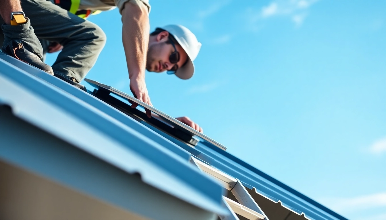Installers working on metal roofing calgary showcasing professional craftsmanship.
