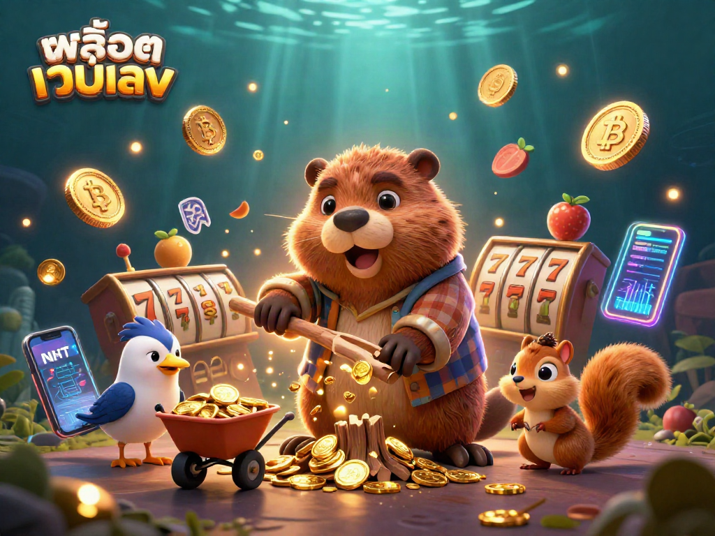 Experience the thrill of สล็อตเว็บตรง with vibrant characters stacked in gold and slot reels.