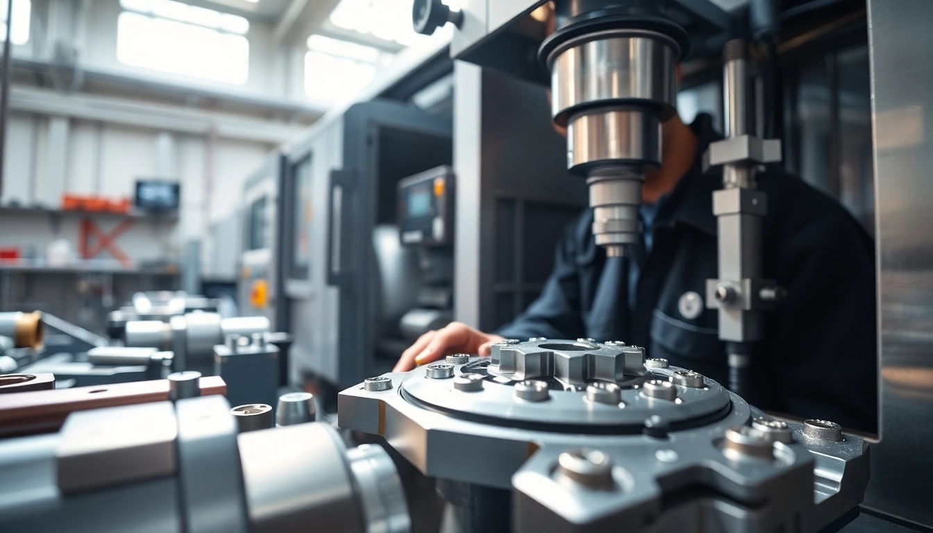 Custom metal parts being crafted in Chiheng Custom CNC Machining workshop with precision tools.