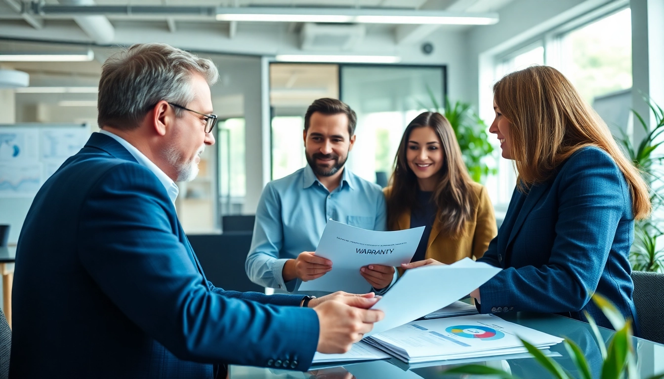 Engaging professional at an expert led warranty company providing consultation to clients.