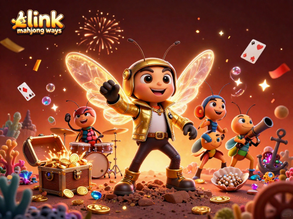 Get ready to play with link mahjong ways in this vibrant 3D illustration featuring engaging casino characters.