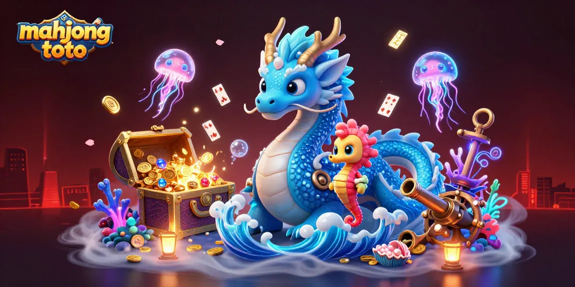Engage your luck in mahjong toto with a vibrant underwater casino scene featuring a dragon and treasures