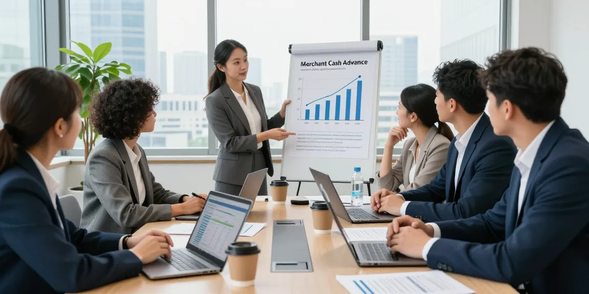 Discussion on merchant cash advance bad credit options among diverse entrepreneurs in a corporate setting.