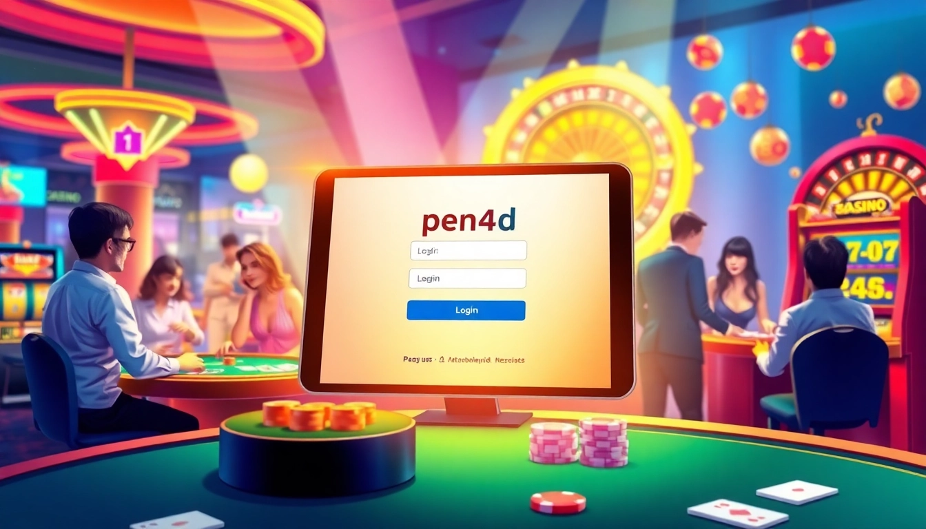 Experience the excitement of pen4d login in a vibrant casino setting with dynamic gaming elements.