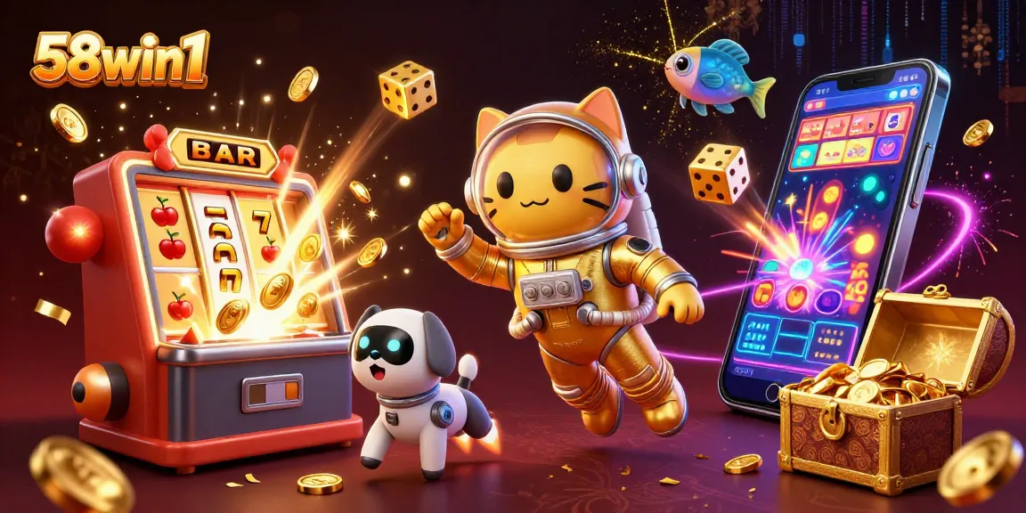 Experience big wins with 58win1 featuring vibrant casino illustrations and thrilling game elements.