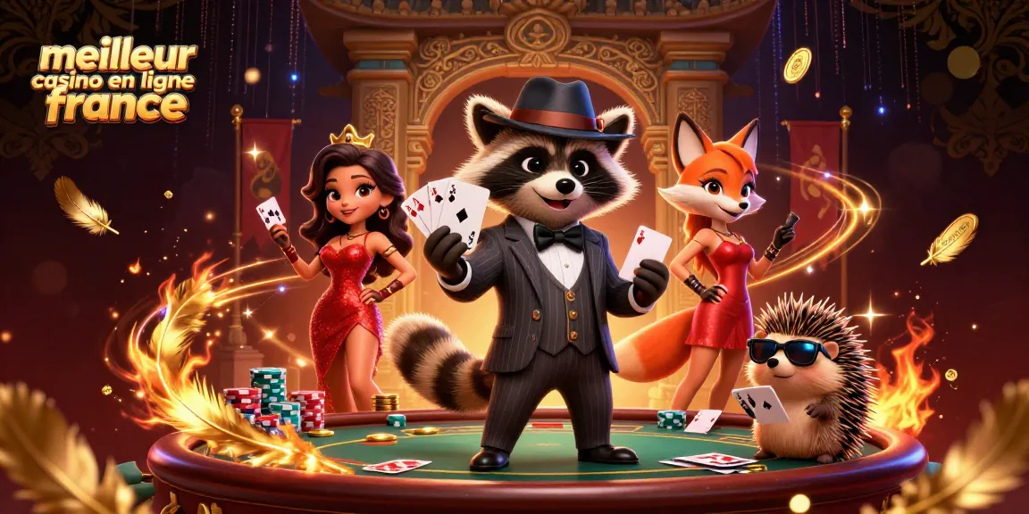Jouez et découvrez le meilleur casino en ligne France avec une main royale dans une scène animée.
