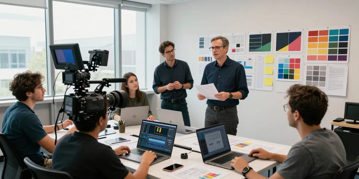 Corporate Videography Services in Singapore team collaborating in a modern studio.