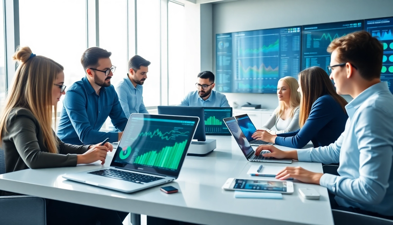 Managed IT services near me team collaborating in a bright office environment.