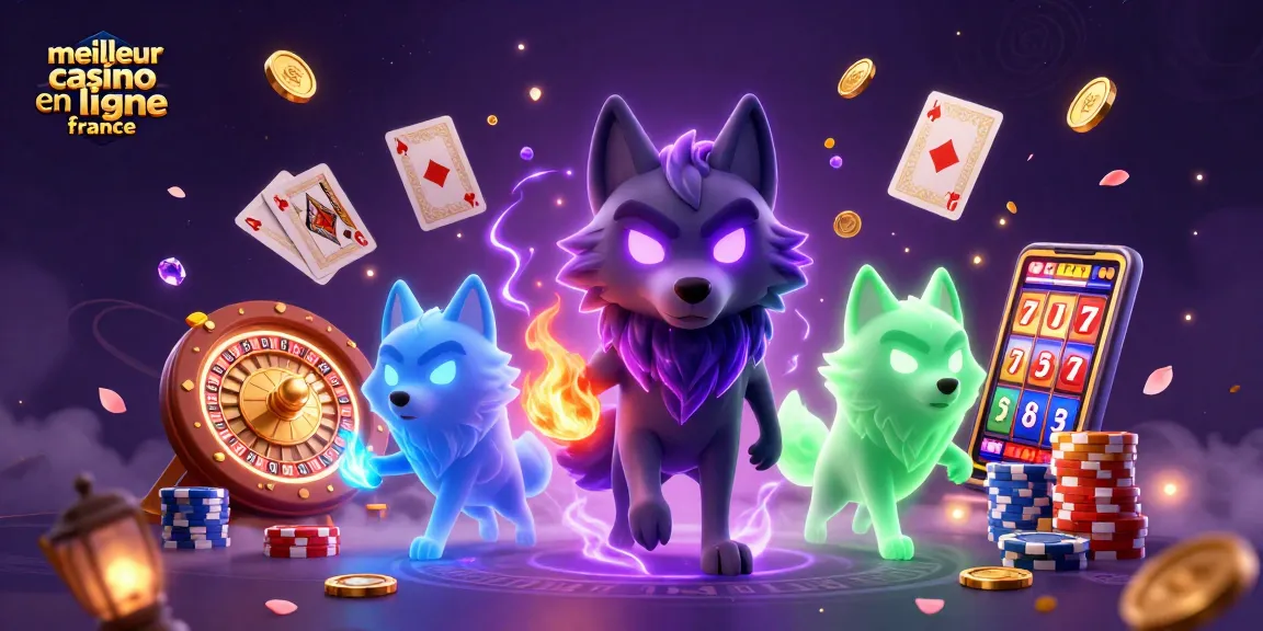 Admirez cette scène de casino en ligne représentant le meilleur casino en ligne France, avec des personnages spectrals et des éléments de jeu dynamiques.