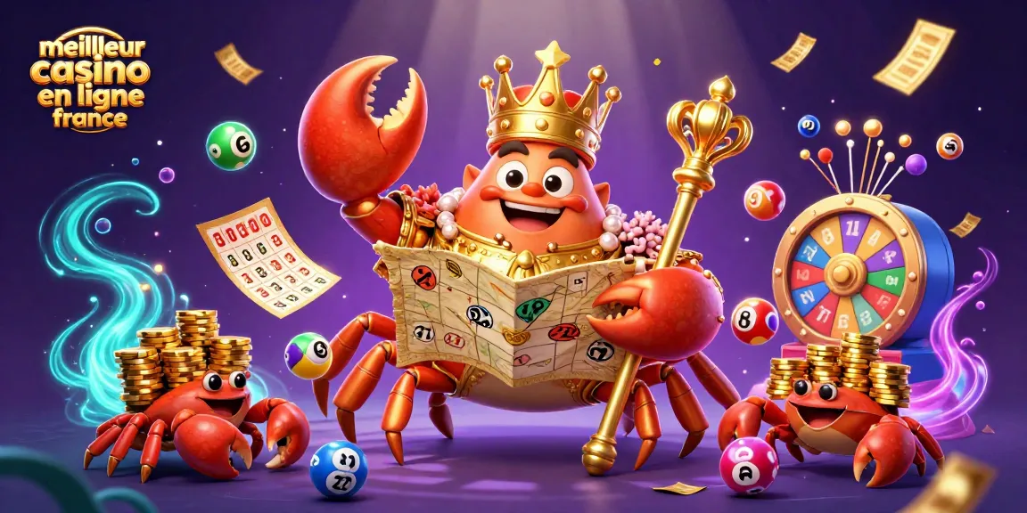 Visualisez l'empereur crabe doré au meilleur casino en ligne France, entouré de jeux et de richesses.