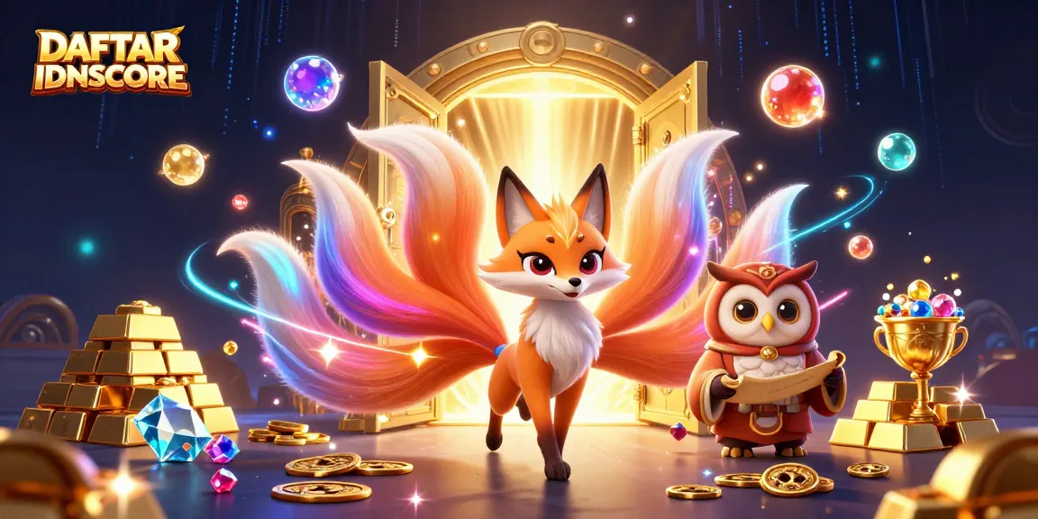 Win big with DAFTAR IDNSCORE showcasing vibrant gaming spirit and golden treasures in this lively scene.