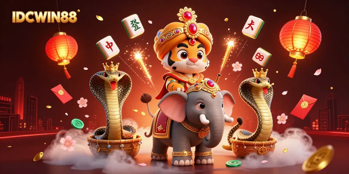 Experience the excitement of IDCWIN88 with majestic characters and vibrant casino elements.