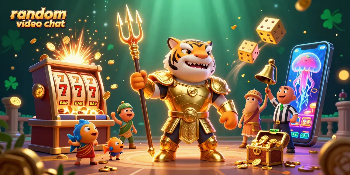 Experience the thrill of random video chat with engaging characters in a dynamic casino-themed scene.