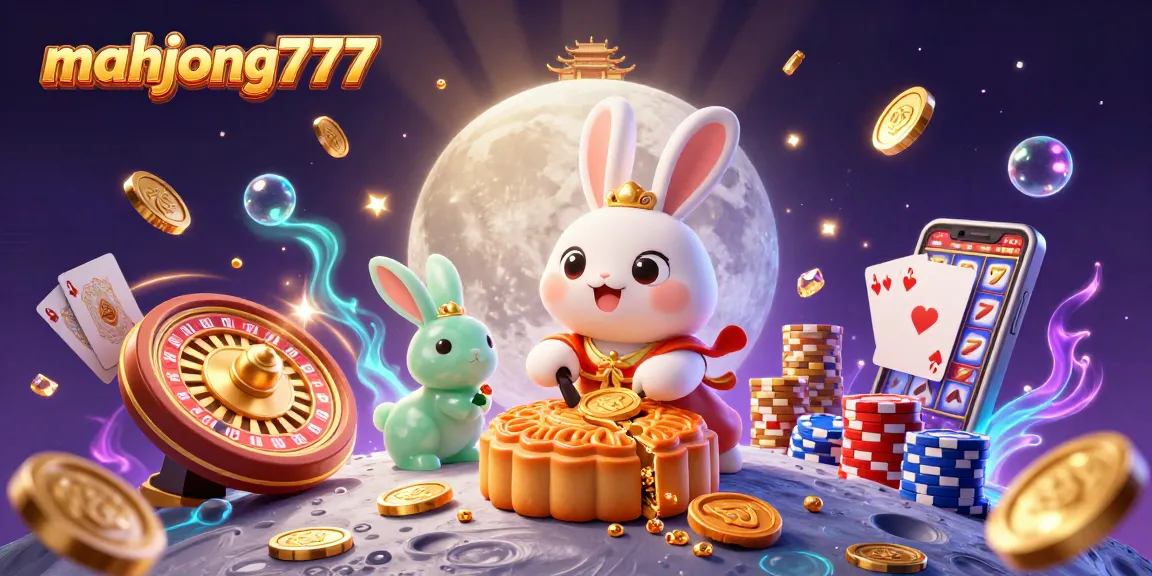 Play exciting games with mahjong777 featuring a moon rabbit, poker elements, and abundant rewards.