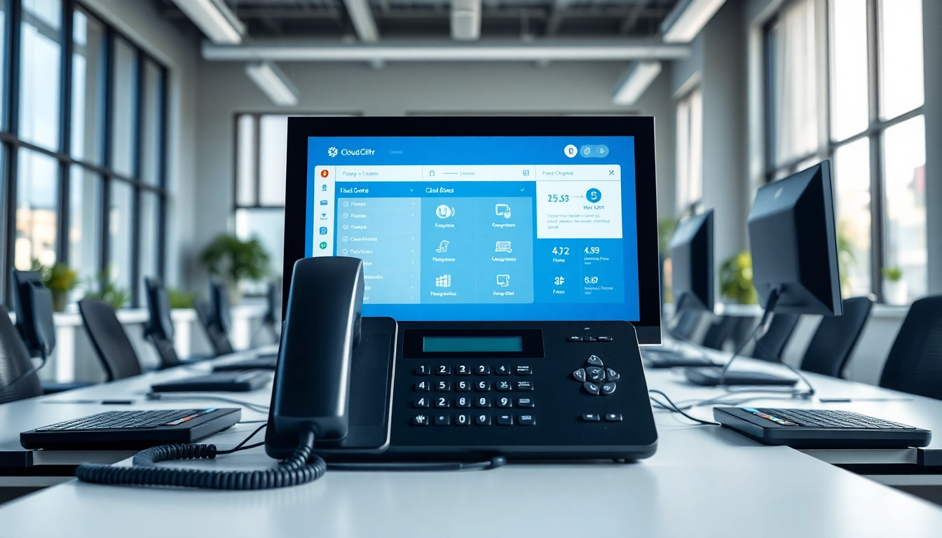 Enhance productivity with a cloud based phone system displayed in a modern office.