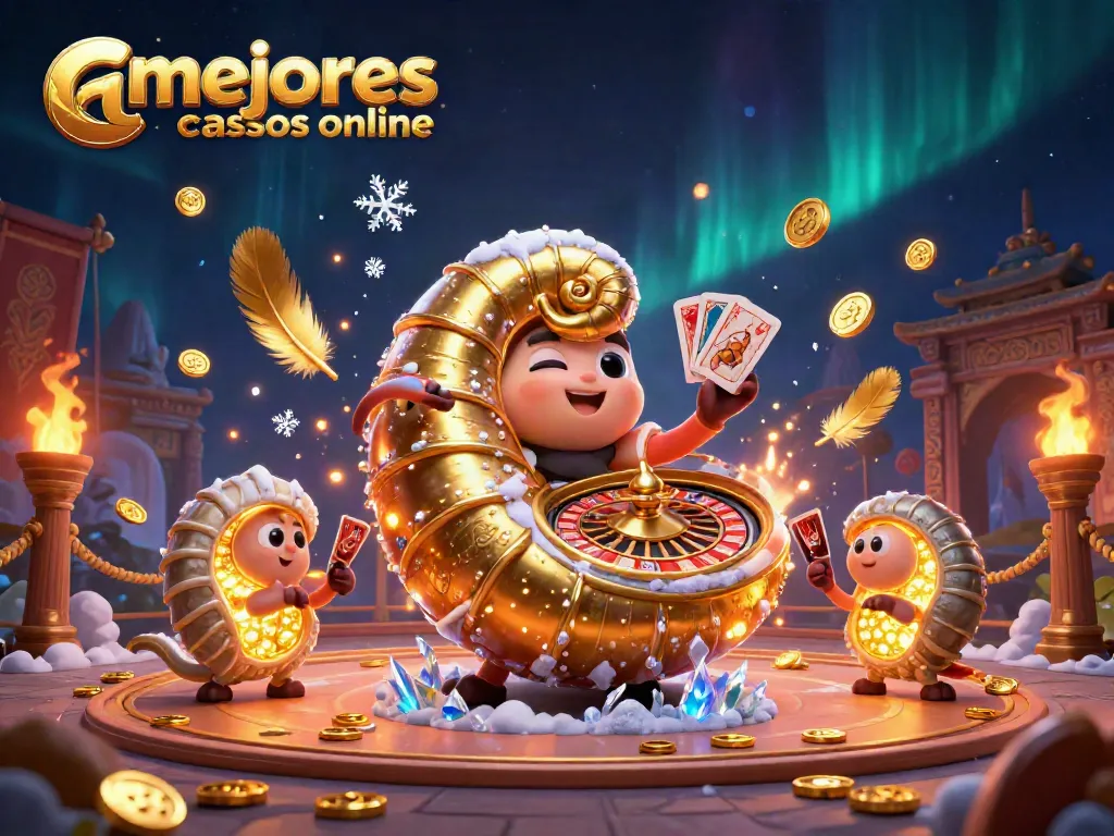 Mejores casinos online: Tentáculos sosteniendo cartas en un nautilus de lujo en un entorno vibrante.