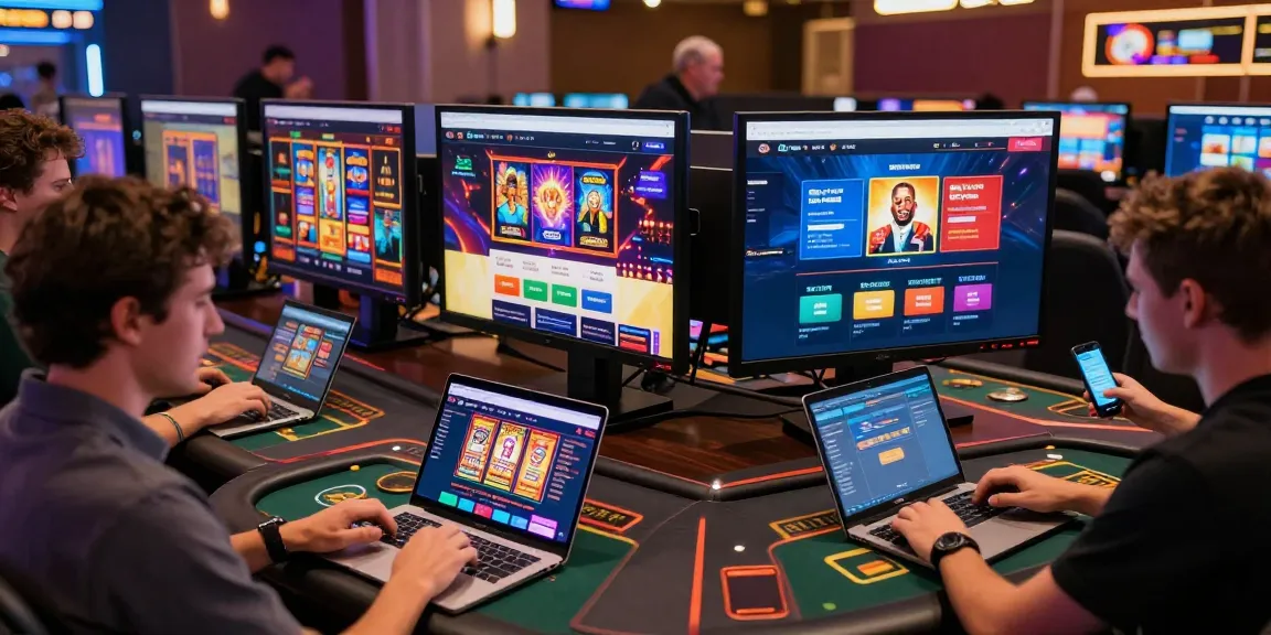 Engaging online experience at credit card casino sites with diverse players enjoying gameplay on digital devices.