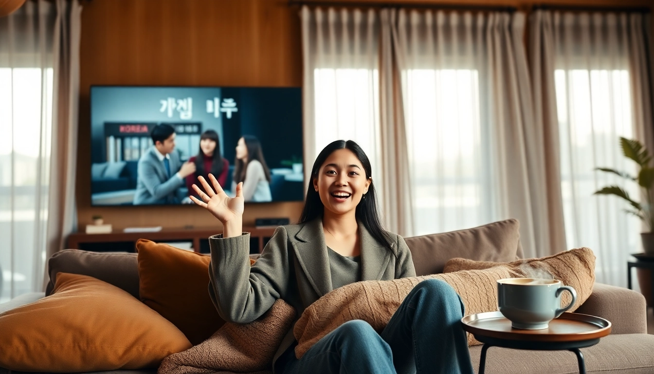 Watch Korean drama online with excitement while relaxing at home in a cozy setting.