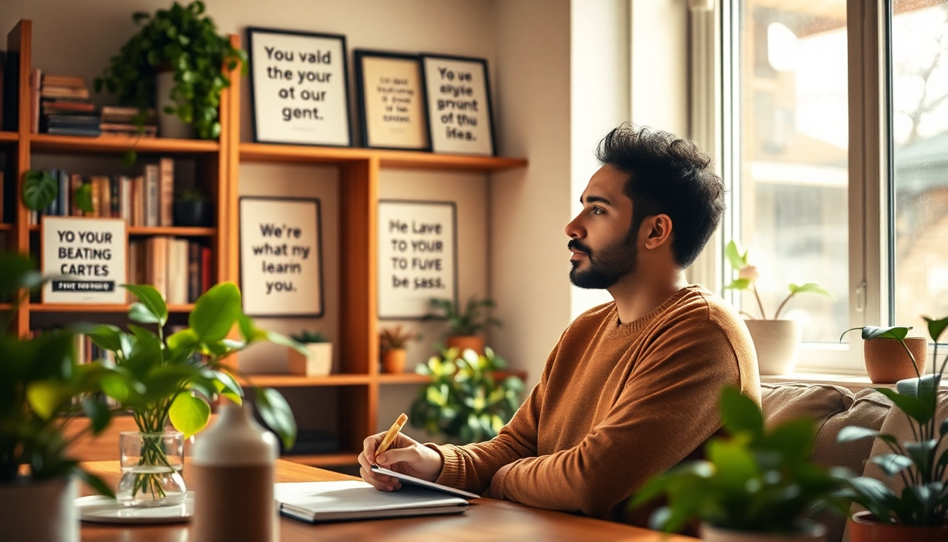 Innerpreneur contemplating creative ideas in a tranquil home office setting.