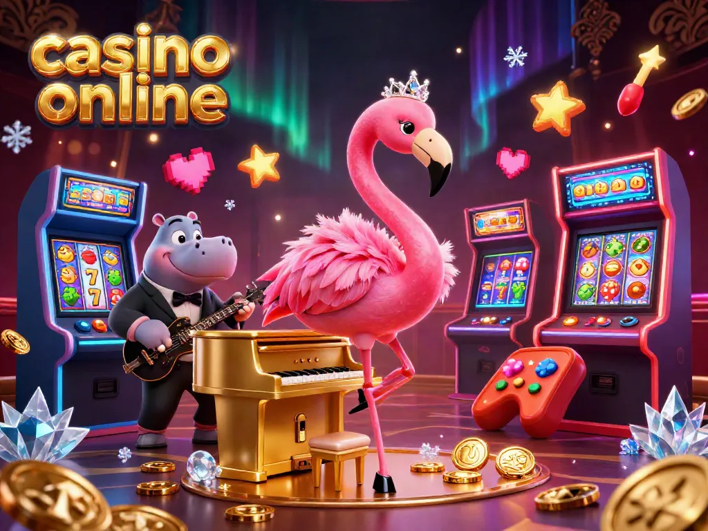 Juega en el casino online con una extravagante escena de un cantante flamenco y un bajista hipopótamo.