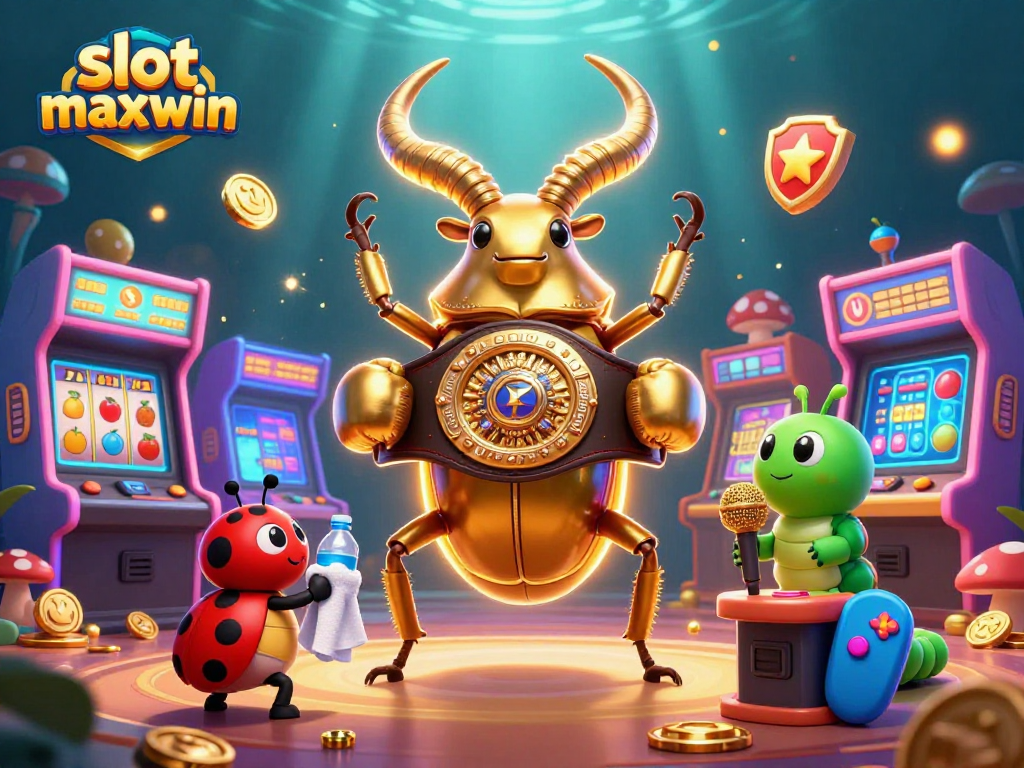 Spin to win big with slot maxwin in a dynamic 3D casino scene filled with playful gaming elements.