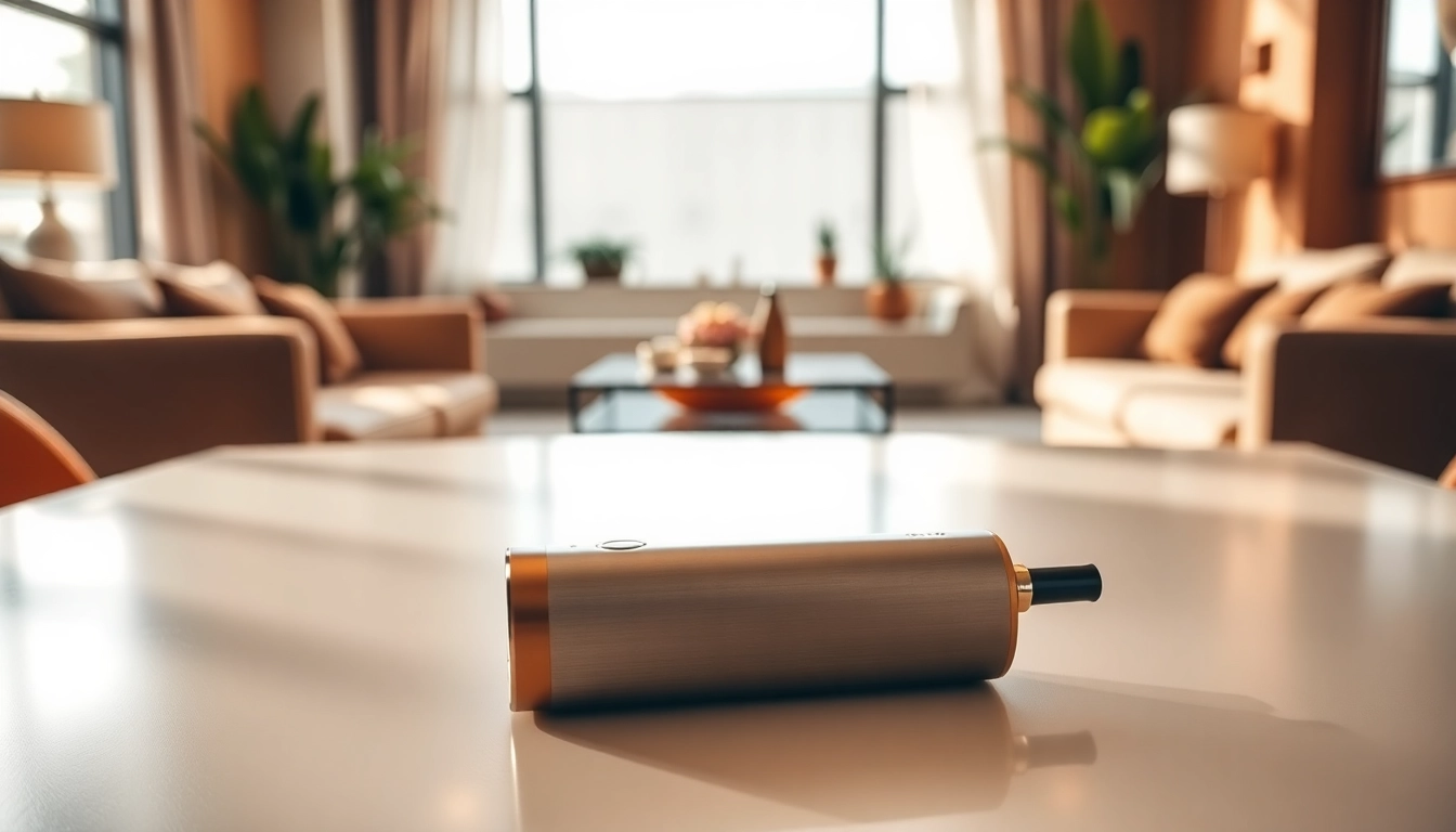 Showcasing the elegant air bar vape amidst a contemporary lounge setting.