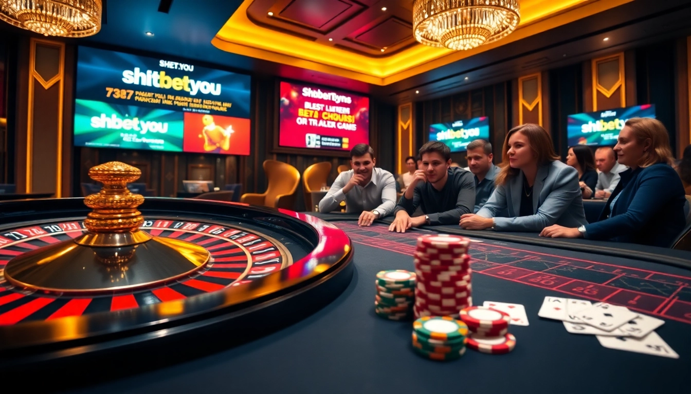 Engaged gamblers strategizing their bets at shbet.you's luxurious casino table.