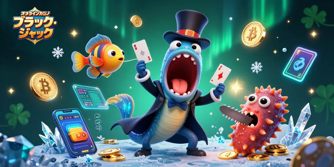 オンラインカジノ ブラック・ジャックでの魔法のカードトリックとビットコインコインを楽しむシーン