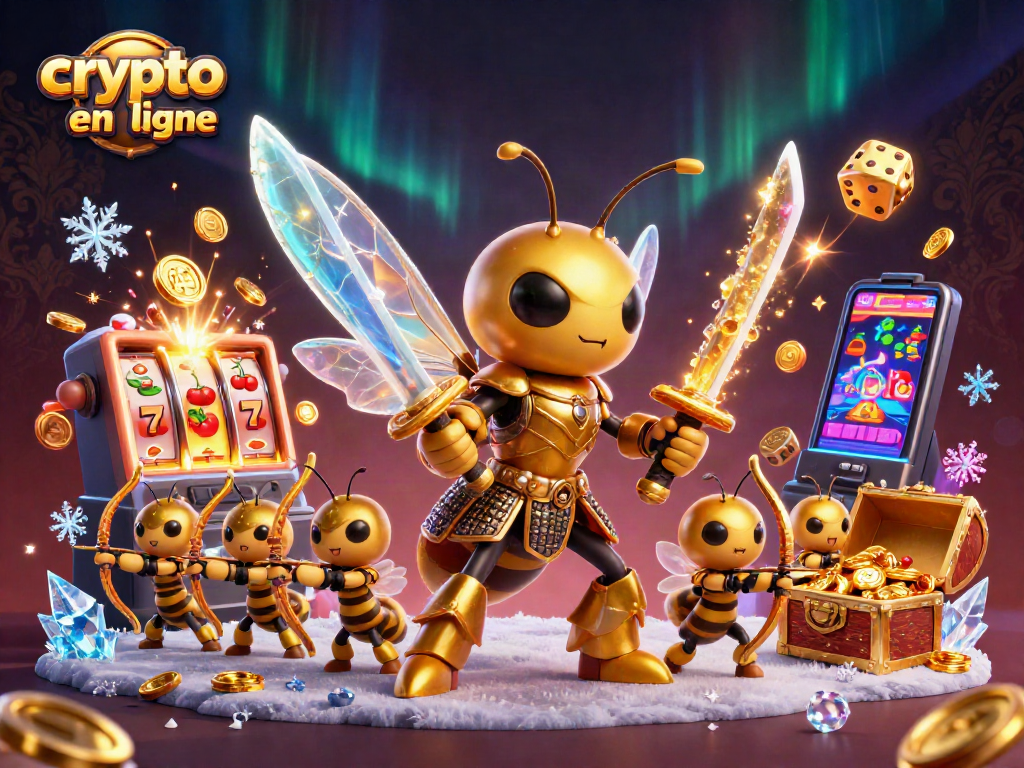 Découvrez un crypto casino en ligne passionnant avec une illustration de jeux de casino et personnages fascinants.
