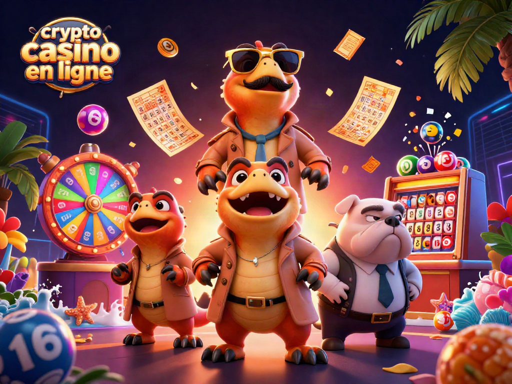 Jouez dans un crypto casino en ligne palpitant avec des raptors déguisés dans une scène dynamique