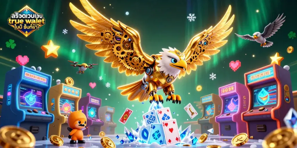 สล็อตเว็บตรง ฝากถอน true wallet ไม่มี ขั้นต่ํา แสดงภาพ 3D ของนกอินทรีทองคำในคาสิโน