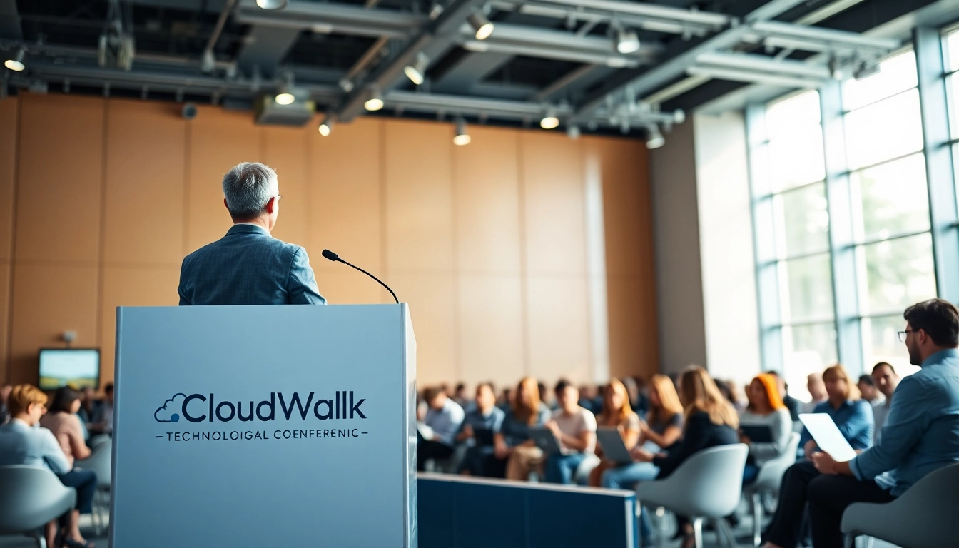 Engaging presentation on CloudWalk Technology at a professional conference.