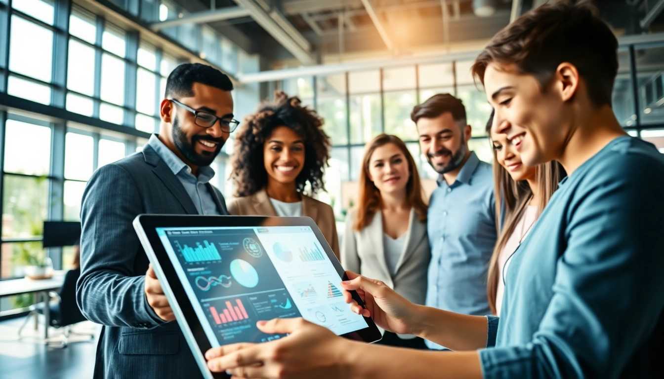 Visual representation of enterprise assistant software interface facilitating teamwork and productivity.