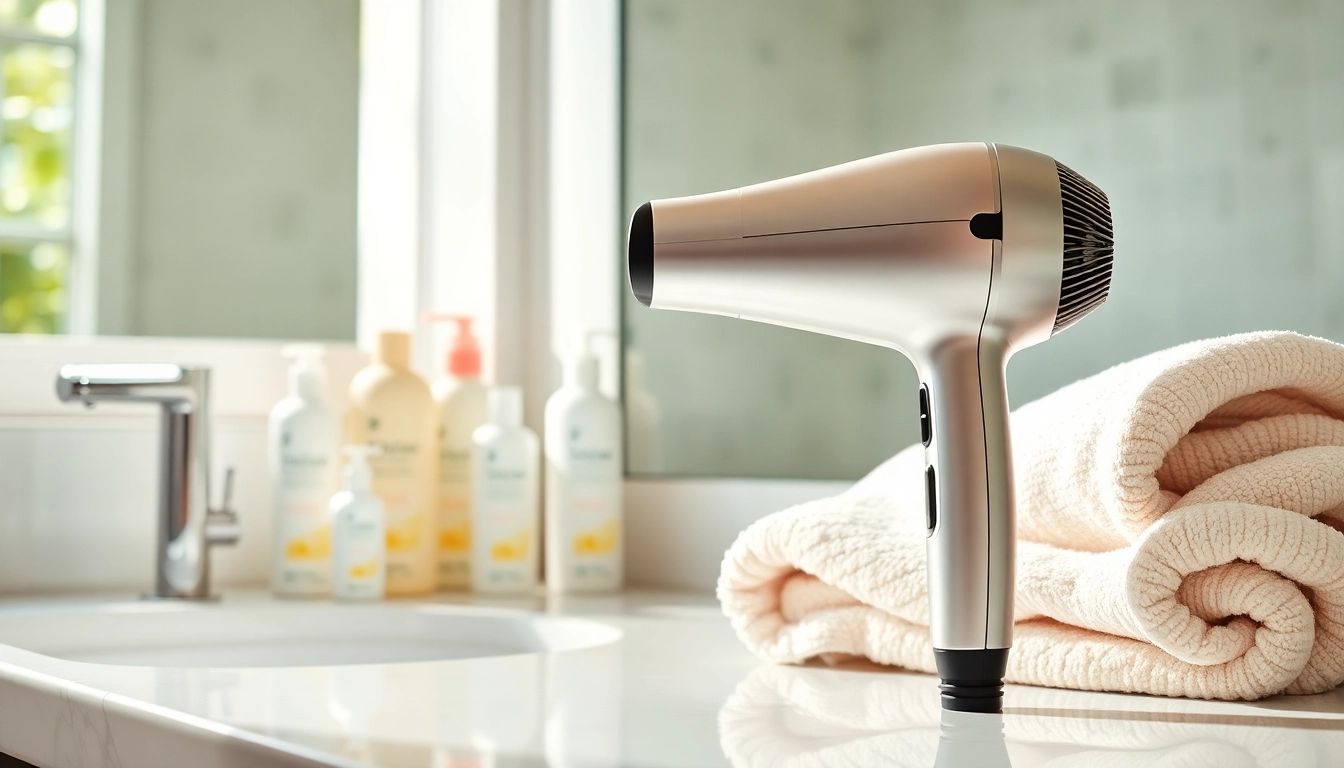Get ready with an ionic blow dryer showcasing its sleek design and essential features.